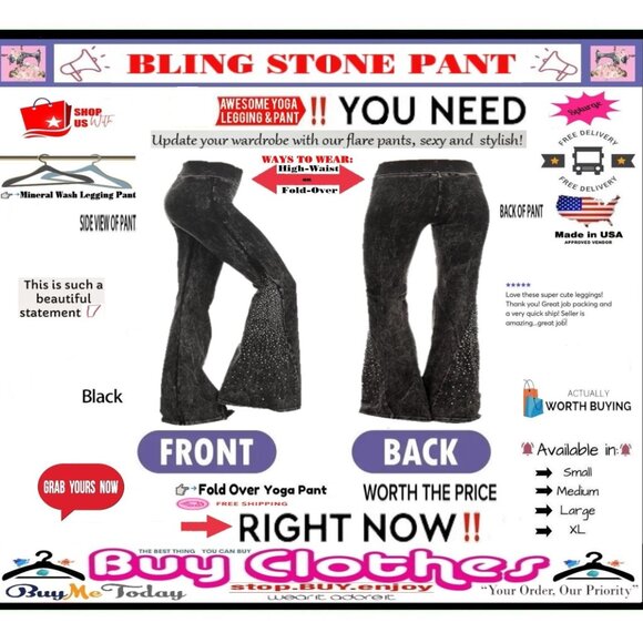✅BULLY Fold Over GEM STONE➕🆒 LEGGING PANT High Waist Mineral Wash 💸BUY NOW‼️🟢 - Picture 15 of 16